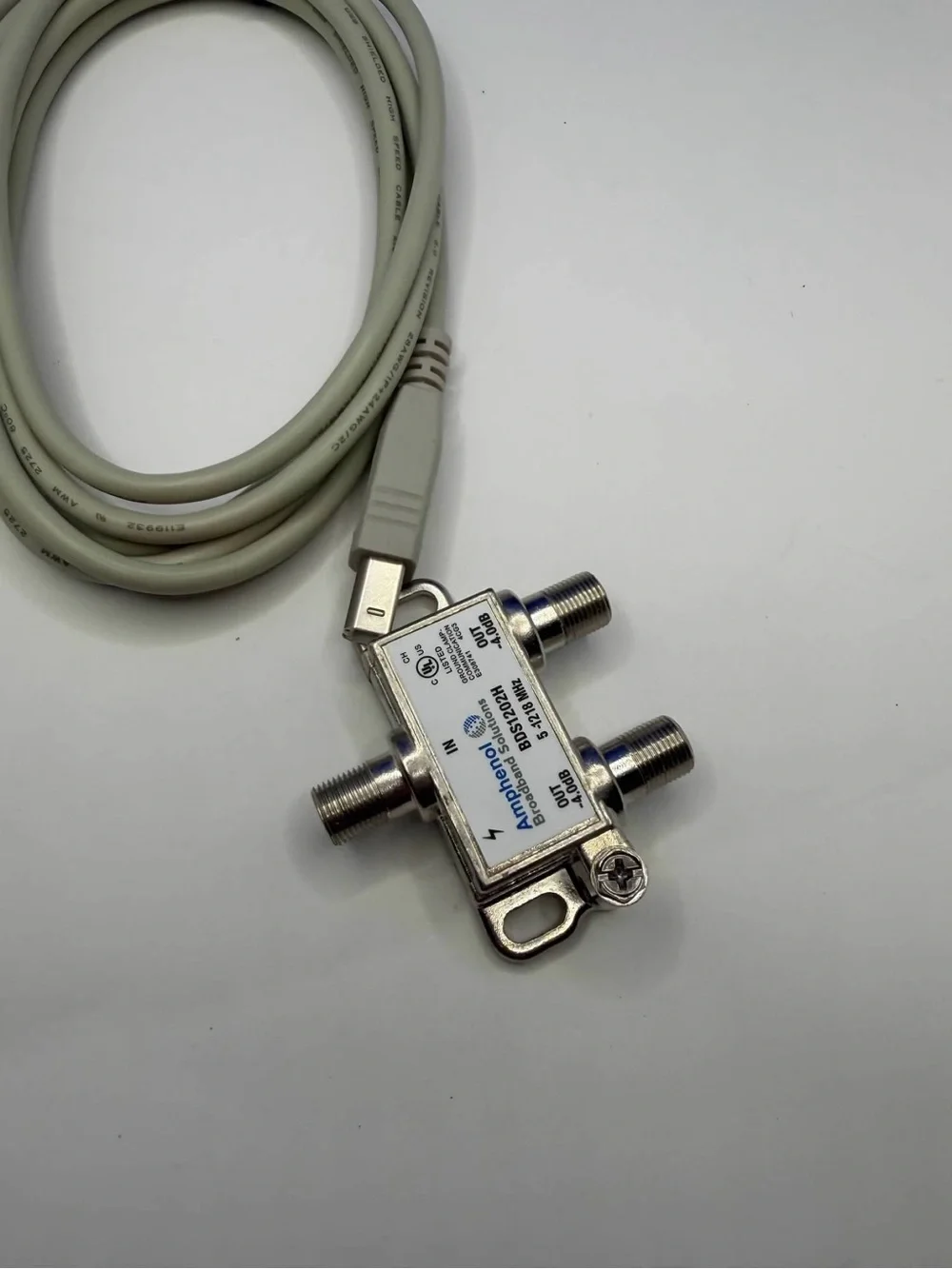 Amphenol BDS1202H 2-Way Coax Cable Splitter + USB Printer Cable Bundle